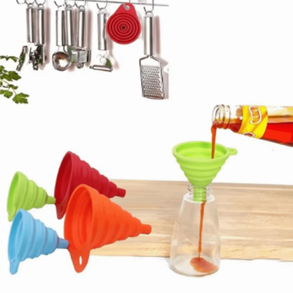 4Pcs Mini Silicone Funnel Retractable Design Collapsible Funnel Foldable Funnel  Beer Dispensing