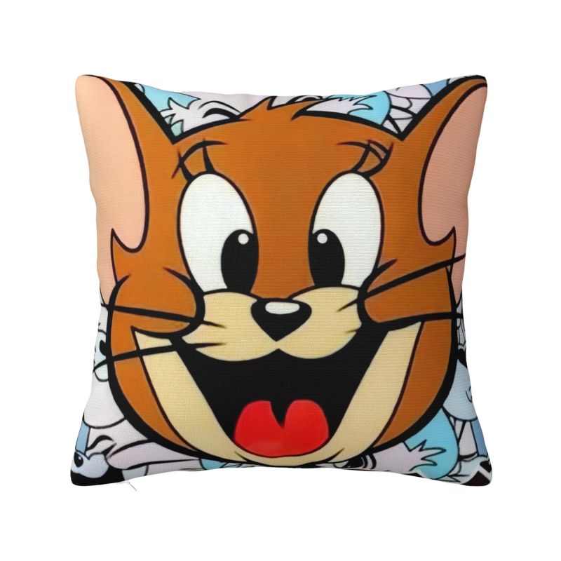 

Custom Luxury Disney Animation Tom And Jerry Cushion Cover Polyester American Cartoon Pillow Case Bedroom Decoration 22x22Inch