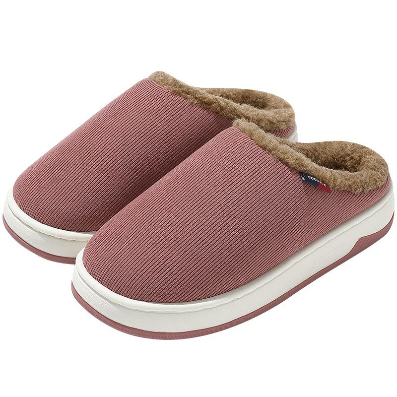 Medium non-slip cotton slippers autumn and winter indoor home thick-bottomed piled warm wool slippers
