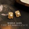 Light Medieval Texture Pearl Earrings Irregular Retro Literary Stud Earrings Line Geometric Earrings