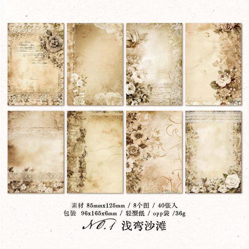 40pcs/1 lot Material Paper Tsunayama Collection Series Retro Floral DIY Material Decoration