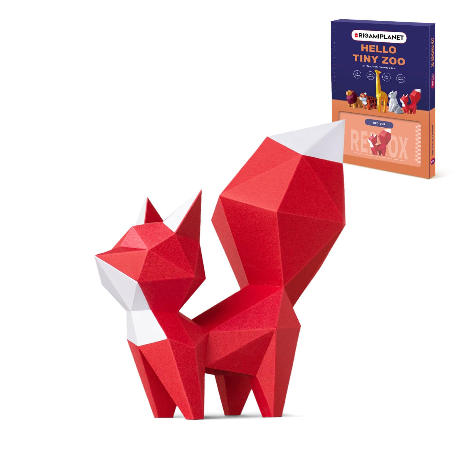 

ORIGAMIPLANET Red Fox 3D Origami Papercraft Creative Handmade Paper Art for 3D Paper Sculptor Unique DIY Animal Model Papercraft Set Gift for Girls