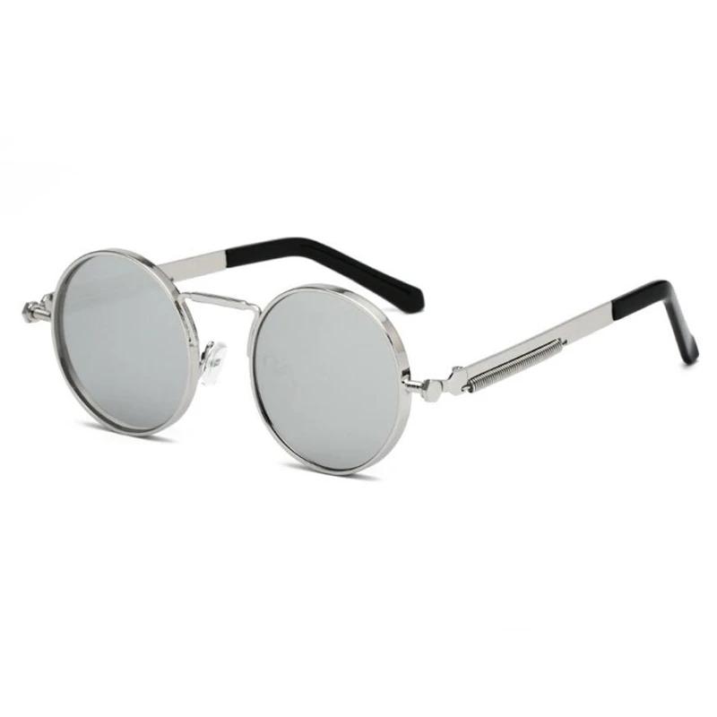 Retro Punk Spring Leg Round Sunglasses Men Metal Blue Myopia Lens Prescription Sun Glasses Women 0 -0.5 -0.75 To -6.0