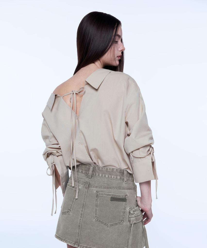 INSTANTFUNK Summer Ribbon Shirt - Light Beige