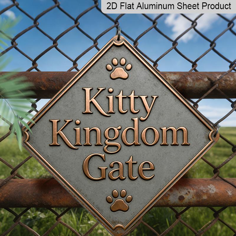 2D Flat, 1pc Cat Kingdom Themed Vintage Metal Wall Sign - Retro Feline Decor with Irregular Cat-Shaped Cutouts Suitable for Entryway, Living Room