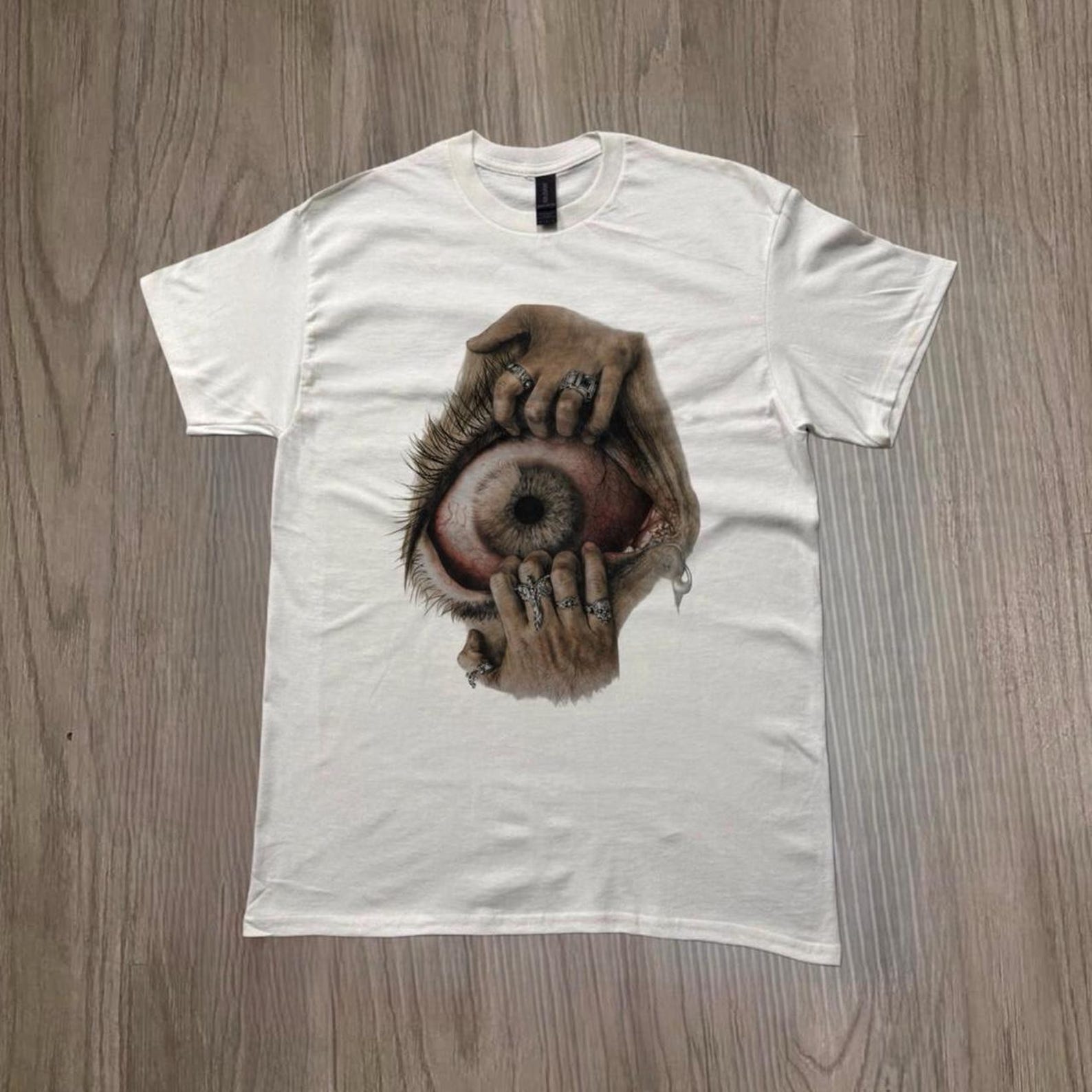 Creepy Eye T Shirt, Surreal Horror Shirt, Gothic Graphic Tee, Dark Art Streetwear, Psychological Horror Top L