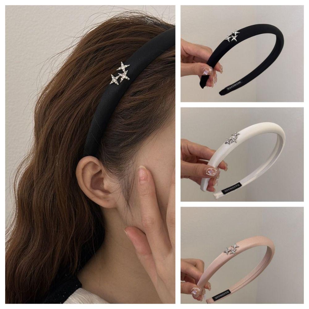

Y2K Star Hair Hoop Cloth Rhinestone Headband Sweet Star Hairband Ladies