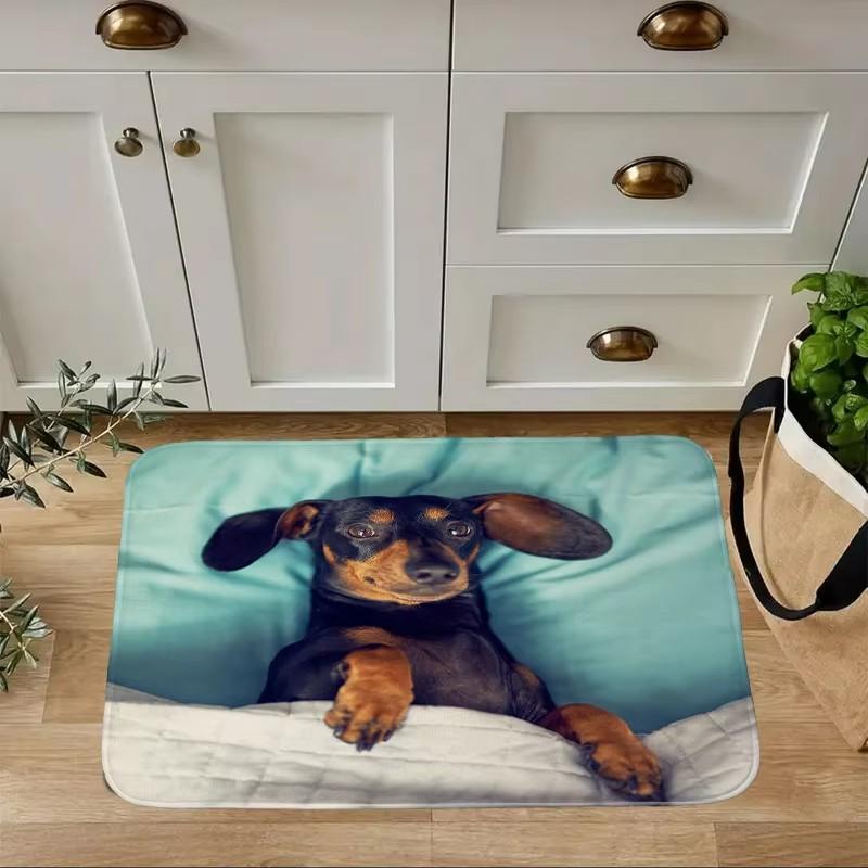 Mini Dachshund Dog Door Mat Decor Animal Pattern Print Rug Living Room Bedroom Entrance Doormat Kitchen Front Non-slip Carpet