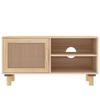 VidaXL TV Stand Brown 80x30x40cm Solid Pine Wood and Natural Rattan 345614