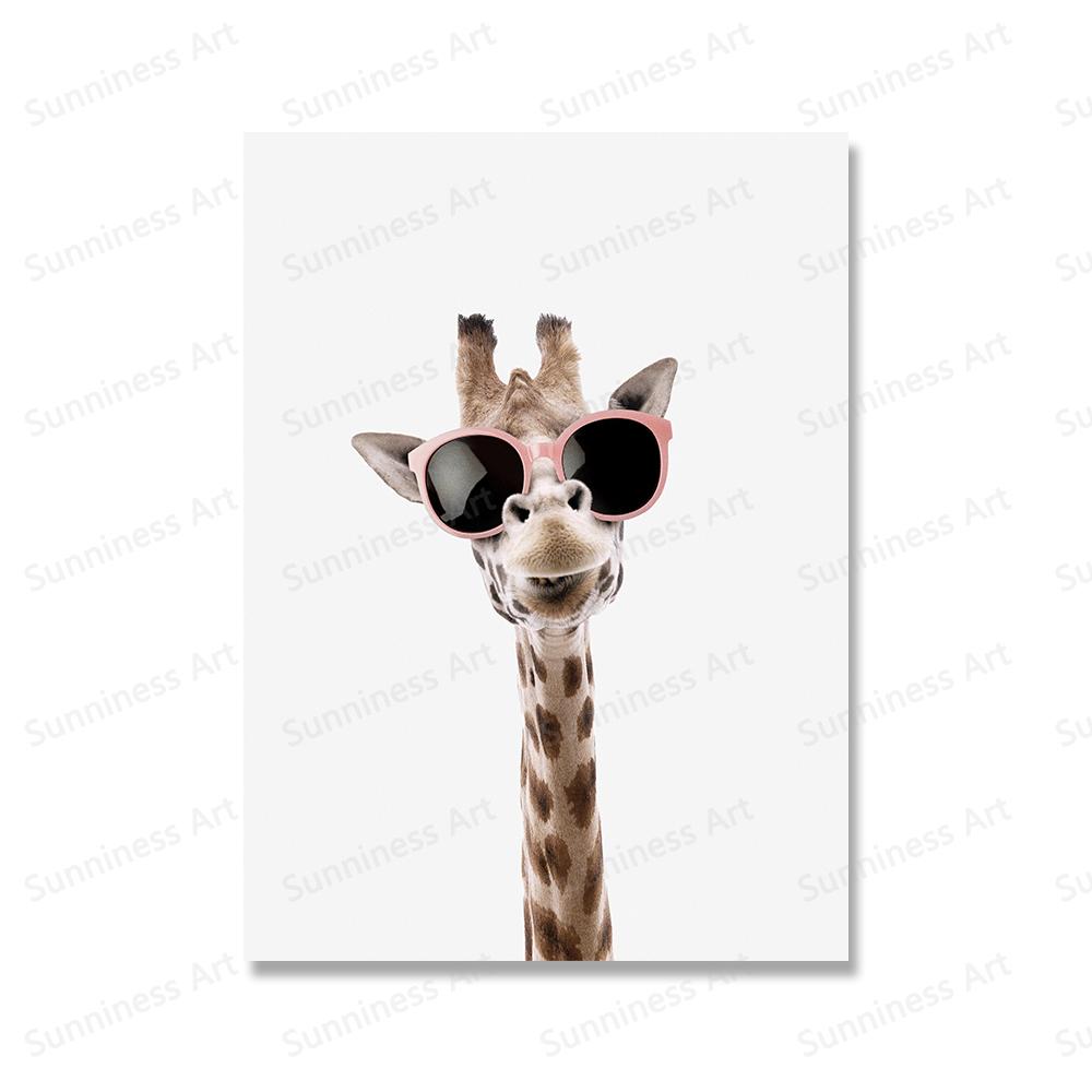 Funny Koala Monkey Duck Giraffe Posters Canvas Painting Animal In Sunglasses Wall Art Print Nursery Pictures For Kids Room Decor