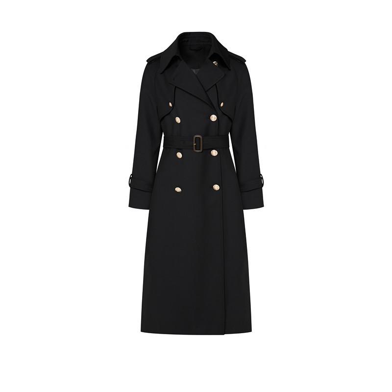 

Классический тренч средней длины и длинное пальто женское новое двубортное пальто L weight 131-75kg чёрный