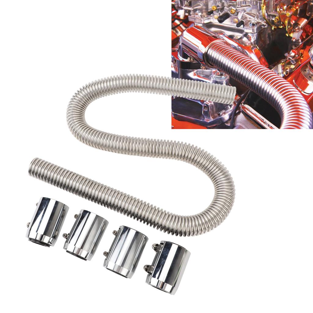 48inch Flexible Coolant Water Hose Kit Heat Resistant Stainless Steel Heat Dissipation Hose Set with 4
