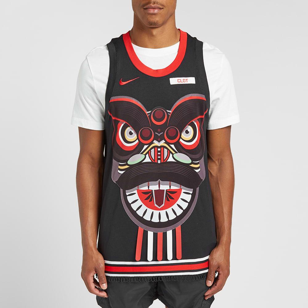 Nike X CLOT Nrg Ge Jersey Lion Dance Basketball Tank Top Men Tops Black Red CK0094-010