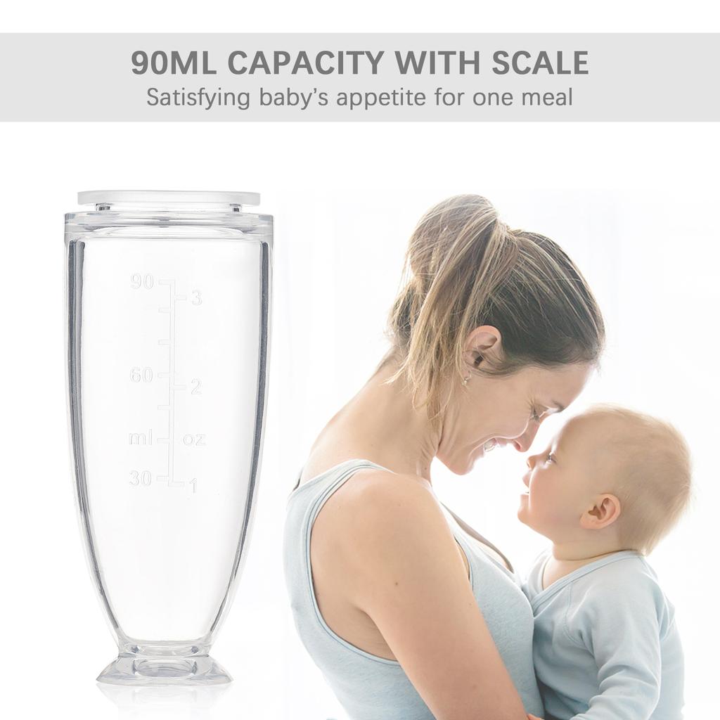 Cuillère d'alimentation pour bébé 90 ml de capacité avec balance Bouteille à presser en silicone, Cuillère PP intégrée pour nourrir Riz Pâtes, Fruits, Lait,