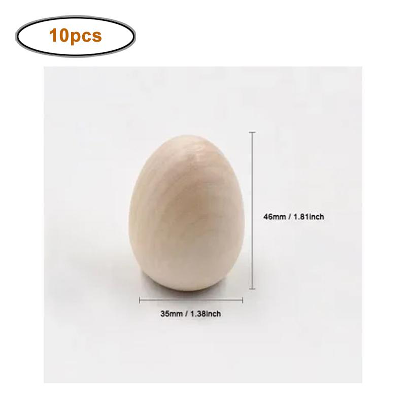 10pcs/lot Unfinished Wooden Eggs, Smooth Solid Wood Faux Eggs for DIY Craft, Easter Decor, Painting, Staining, Baby Shower