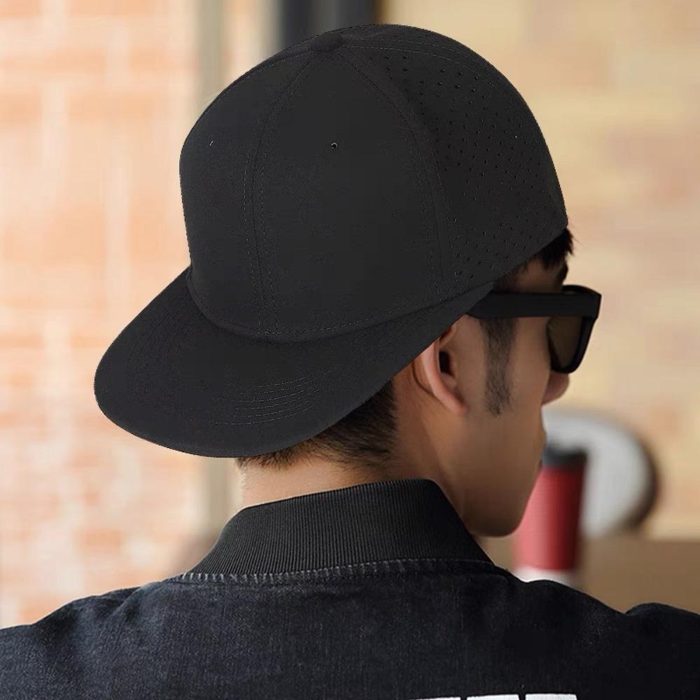 High Quality Full Closed Mens Baseball Cap 6 Panels Causal Flat Brim Stretchy Caps Solid Breathable Trucker Hat