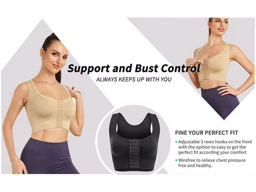 High-End Adjustable Front Closure Comfort Bra: Enhances Shape with Adjustable Support