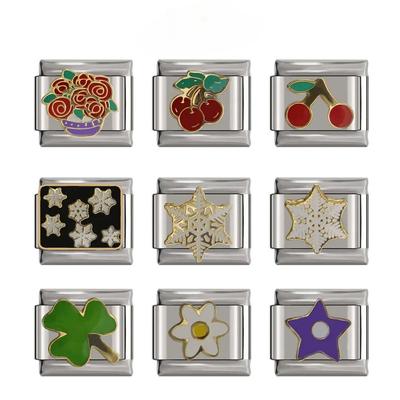 Nowa 9mm Szerokość Daisy Flower Star Snowflake Cherry DIY Włoska Bransoletka Charm Stal nierdzewna Biżuteria Making DJ097