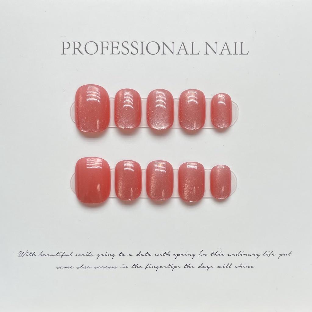 Handcrafted Short Cat Eye Nail Art Rainbow Colors Xs/s/m Sizes