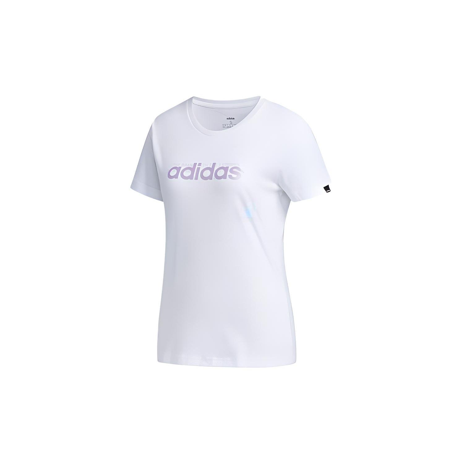 (WMNS) adidas Alphabet Logo Printing Training Sports Short Sleeve White Women s FM6153 S