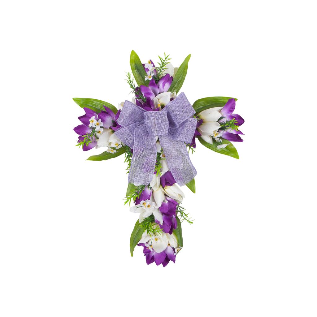 45cm  Cross, Easter Front Door Bow, Artificial Flower Decoration For Doors And Walls.