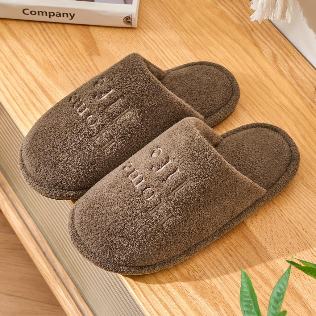 Non-slip Silent Cotton Slippers Autumn and Winter Indoor Home Couple Soft Bottom Comfortable Velvet Warm Four-season Cotton Mop