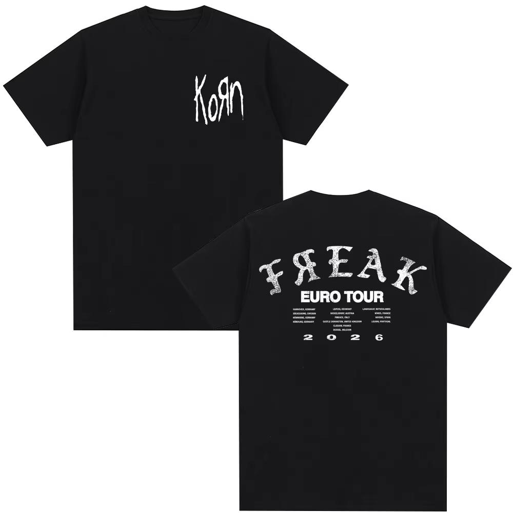 

Korn Tour 2026 Merch T Shirt Fan Gifts Metal Gothic Rock Band T Shirts Unisex Women Cotton Casual Oversized Short Sleeve Tshirt M