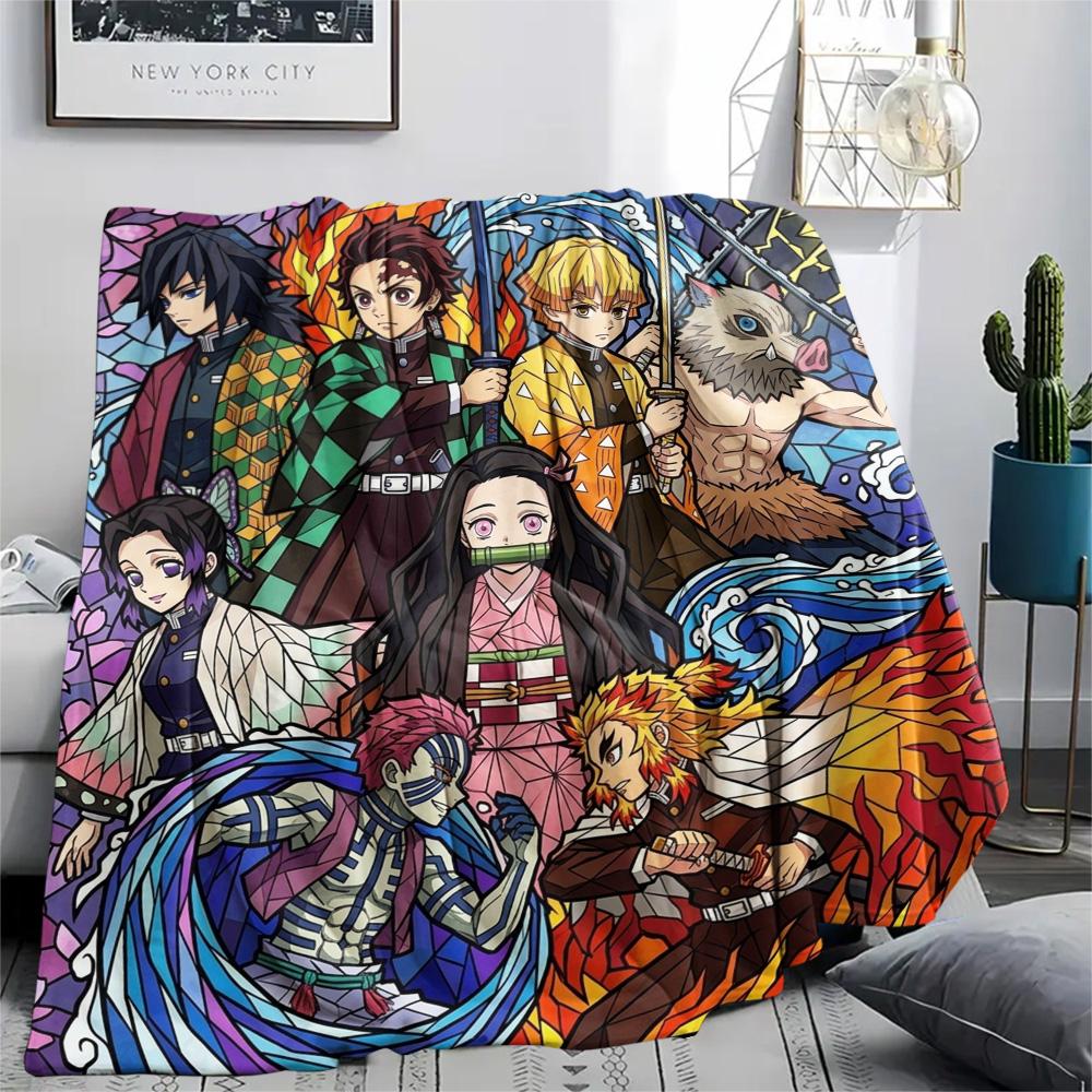 Demon Slayer Tanjiro Flannel Blanket Warm Cozy Print Design for Bedroom Beds Sofas Outdoor Travel.-TING