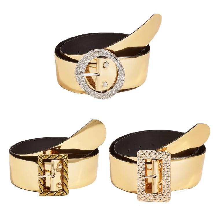 Female Belt Gold Color Glitter Waist Belt Decorative Belts for Womens Jeans