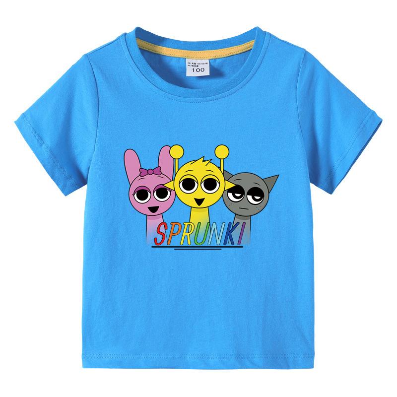 2025 Summert Shirt Sprunki Kids Clothes Incredibox Boys Girls Cotton T-shirts Cartoon Game Character Print Tops Cool Comfortable Short Gift