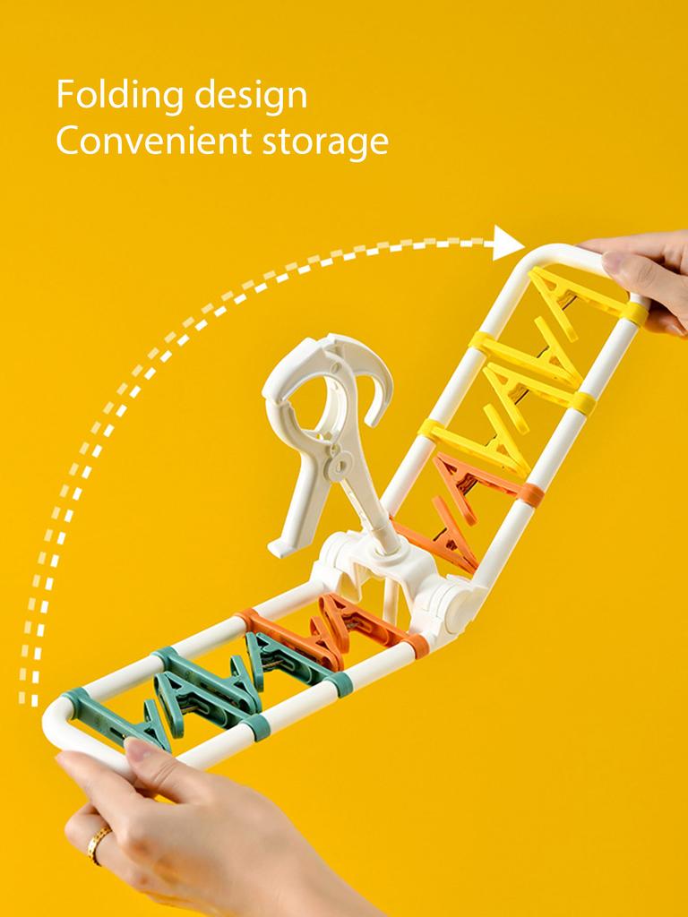 Portable Household Hanger Sun Drying Clip Windproof Hanger with 12 Socks Clip Underwear Clip Travelling Available