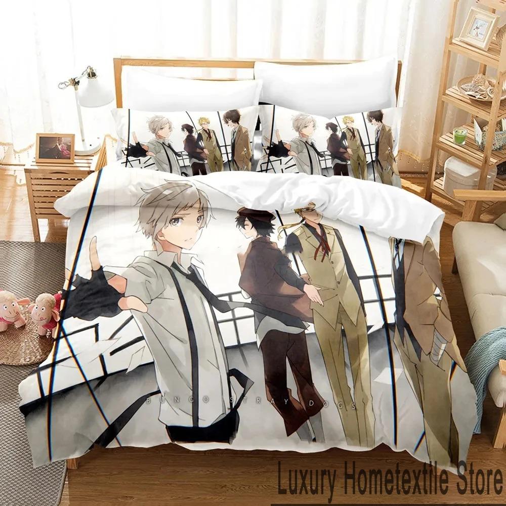 Anime Bungo Stray Dogs Bedding Set Boys Girls Twin Queen King Size Duvet Cover Pillowcase Bed Boys Adult Home Textileextile