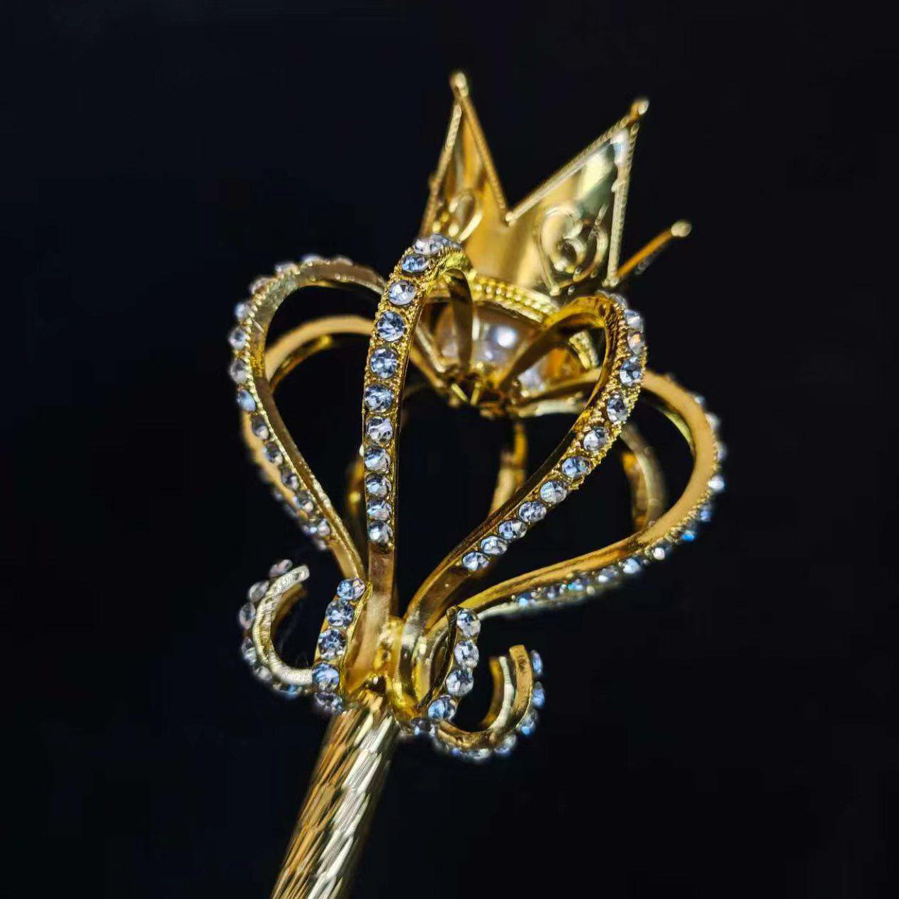 

Golden Crystal Alloy Scepter: Reinforced Hollow Wedding Prop Fairy Stick One Size золотой