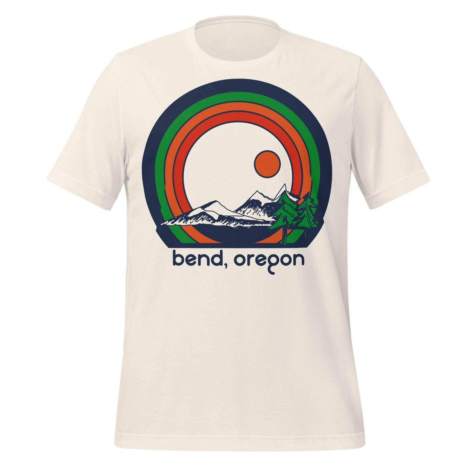 Oregon Bend T-Shirt: Vintage Rainbow Style (Cotton, Unisex) S