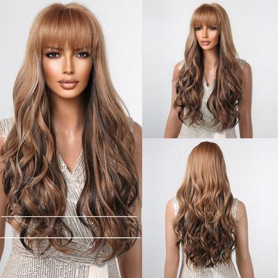 Wig Long Color Natural & Wig Full-Head Fluffy Wigs Long Curly Hair Bangs Hair Popular