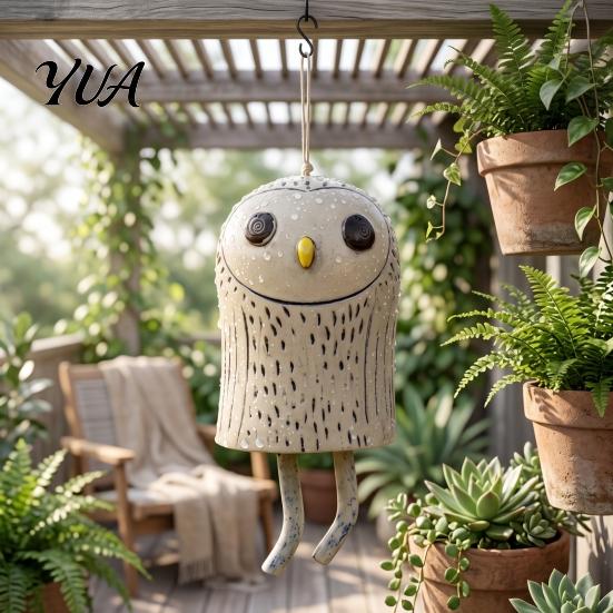 Whimsical Animal Chime Pendant Handmade Wind Chime, Hand Painted Resin Woodland Hanging Decor, Rustic Garden Decorative Backyard Tree Accents Outdoor