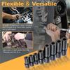ABMH-70500 Gängtappsockelset 8 st Använd med 1/4" & 3/8" fyrkantsfäste, Passar MCTI Standard gängtapp (1/2" & 1/8" NPT, Upp till 12 mm metrisk)