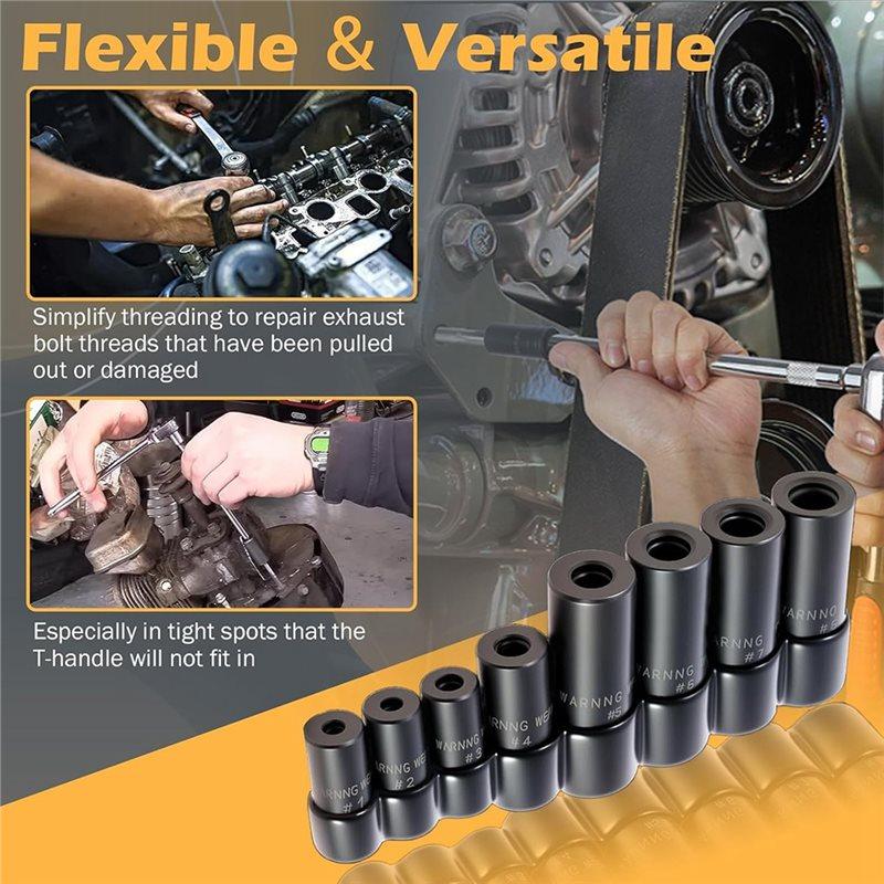 ABMH-70500 Gängtappsockelset 8 st Använd med 1/4" & 3/8" fyrkantsfäste, Passar MCTI Standard gängtapp (1/2" & 1/8" NPT, Upp till 12 mm metrisk)