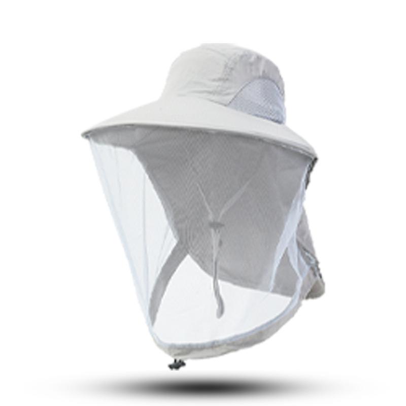Four Seasons Solid Color Simple Outdoor Anti-mosquito and Anti-insect Fishing Cap Sunscreen Breathable Anti-bee Hat