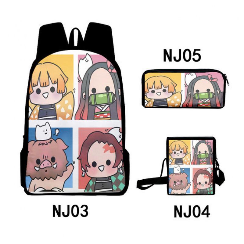 Demon Slayer Kimetsu No Yaiba Backpack Set With Breathable Polyester For School And Travel
