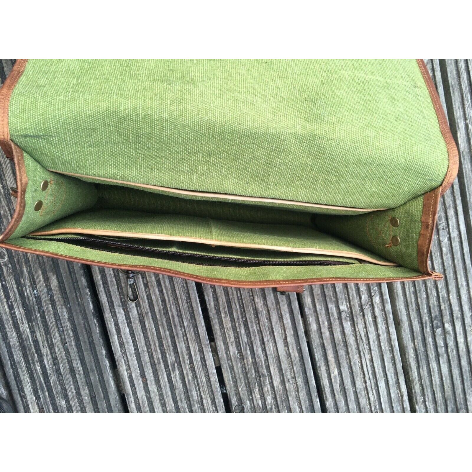 Мужская настоящая винтажная дорожная коричневая новая сумка из козьей кожи 11 x 15 x 5 — фото 2