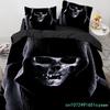 Set Biancheria da Letto Teschio Cappello Nero Misura Queen Set Copripiumino Halloween Stile Moderno Set Biancheria da Letto Camera da Letto Copripiumino Federe
