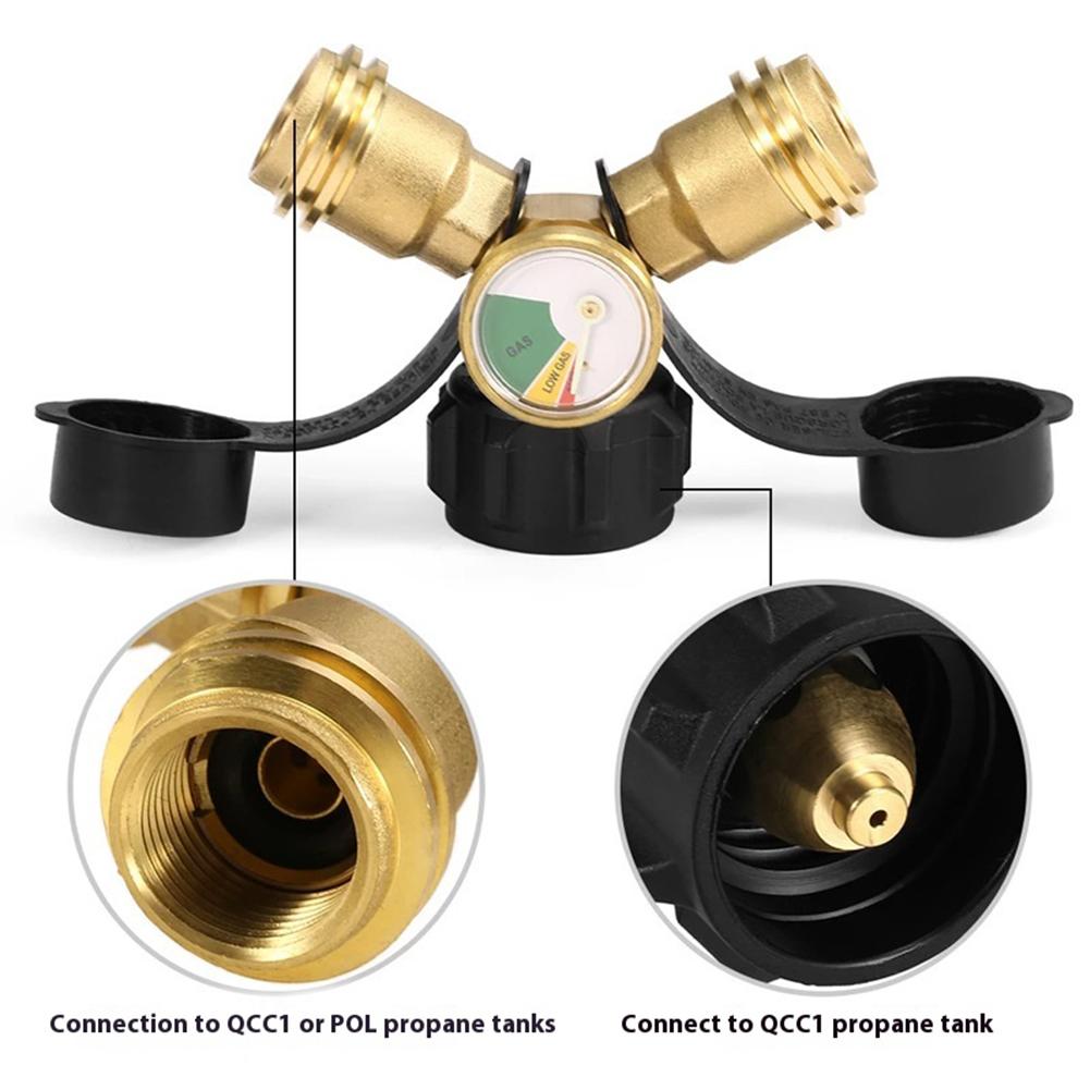 Y Ayırıcı Adaptör 2 Yollu Gaz Adaptörü Propan Tank Bağlantı Adaptörü Metal Gaz Tank Dönüştürücü Izgara Kamp Ocağı İçin
