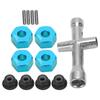 12mm Wheel Hex Hub Adapter 7mm Thick M4 Flange Lock Nuts Cross Wrench Set for 1 10 RC CarBlue