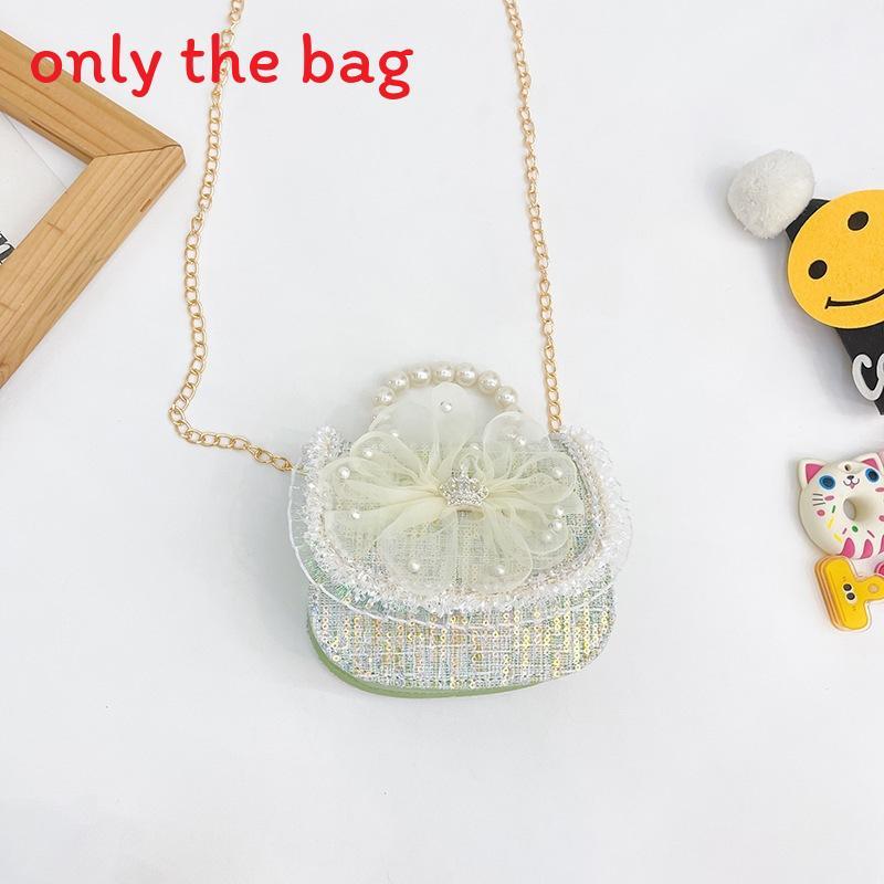 Childrens Canvas Bag With Artificial Pearl Handle And Butterfly Cartoon Pattern For Daily Use