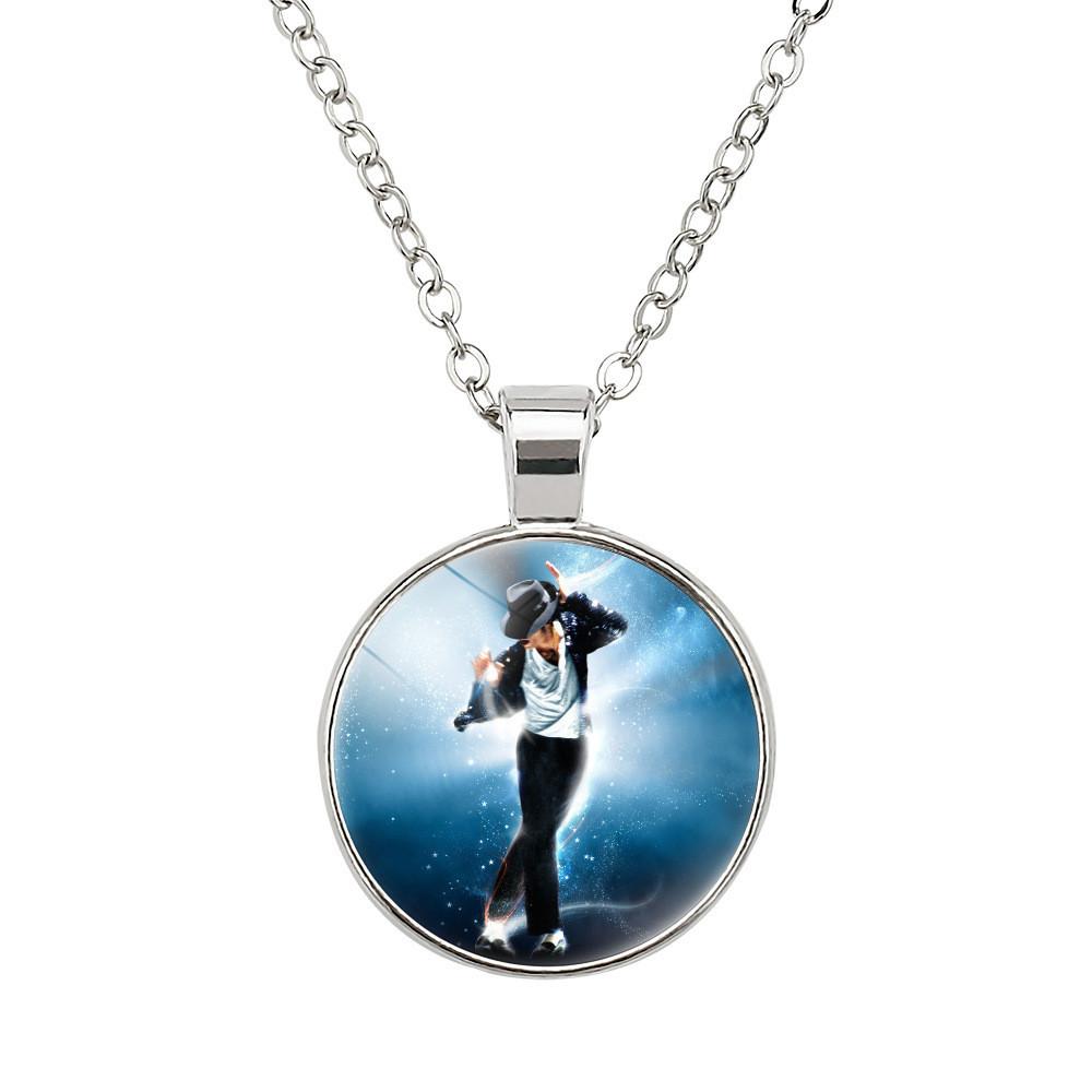 Elegant Michael Jackson Time Gem Pendant Necklace With Alloy Charm 51-80cm Long