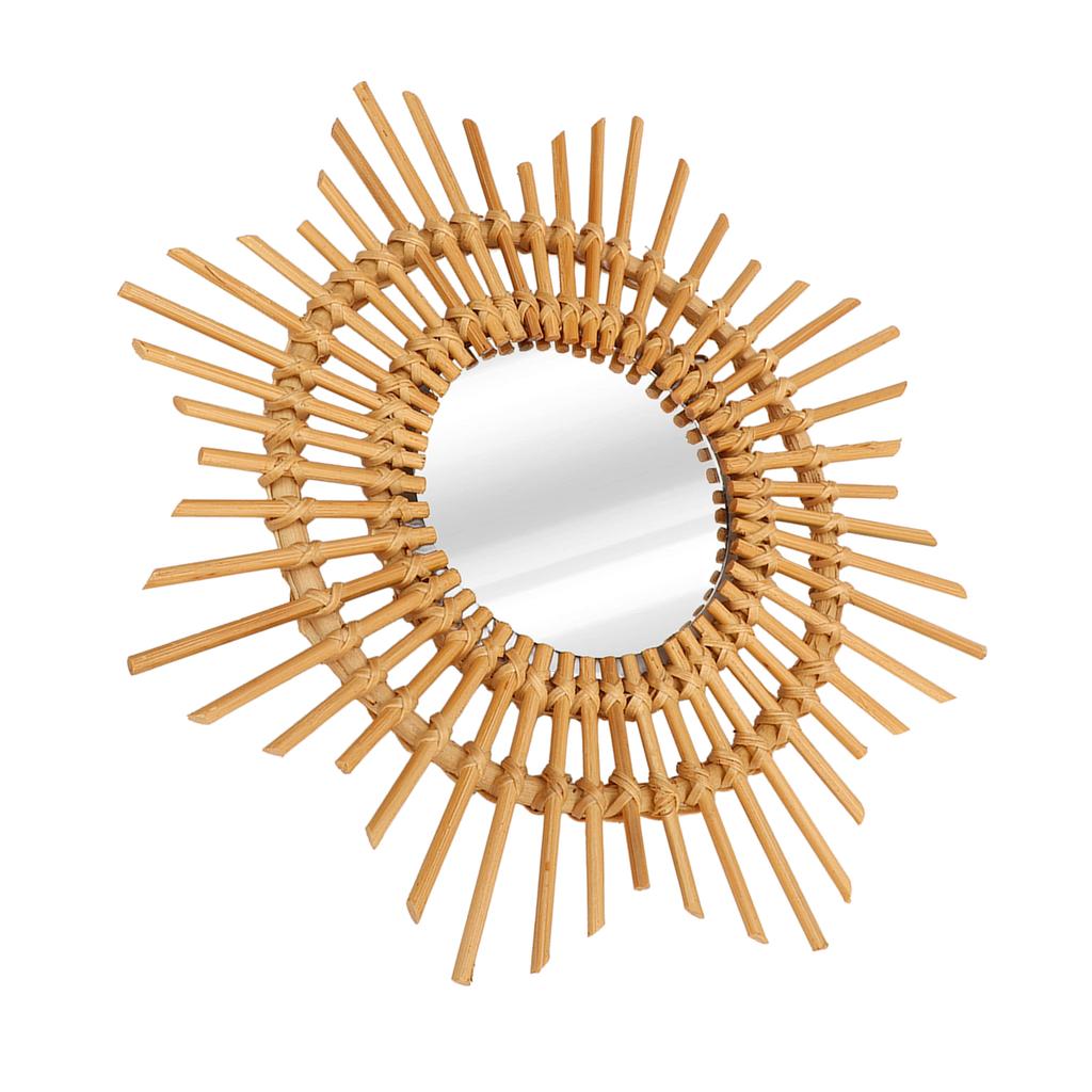 Wall Decor Rattan Mirror Star Shape Unique Simple Handwoven Mirror for Bedroom Living Room Hallway