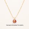 Festive Red Pomegranate Zircon Pendant Necklace & Enamel Bracelet with High-End Earrings Set