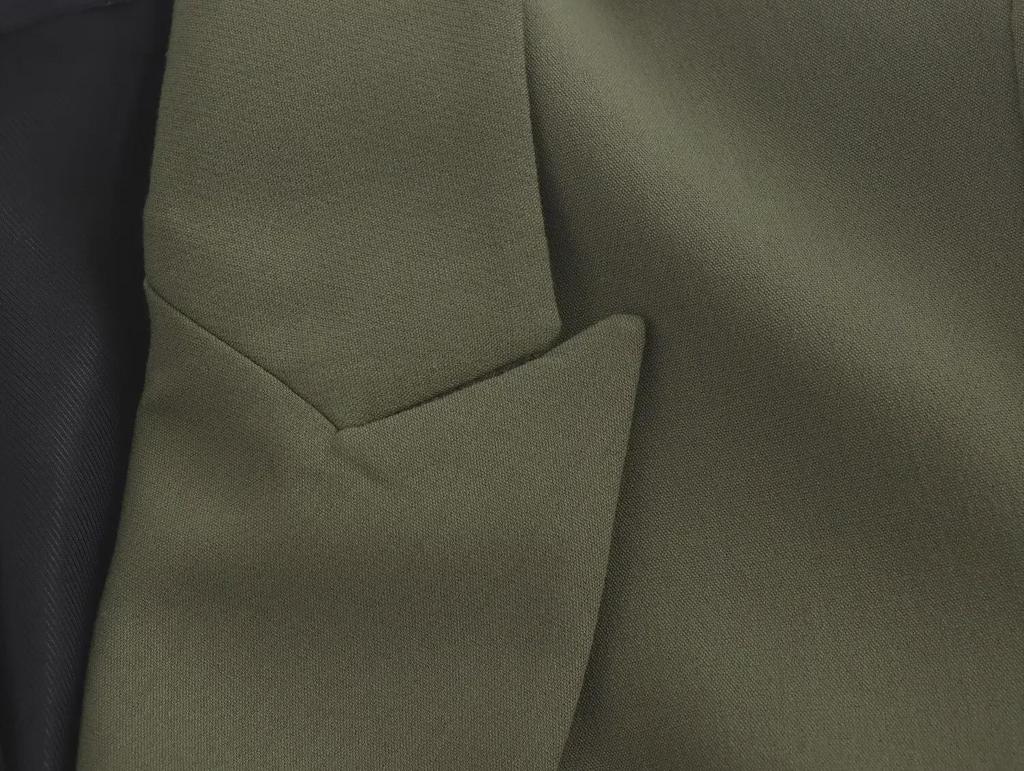 Women's Double-Breasted Shoulder Pad Suit Jacket and Trousers Set