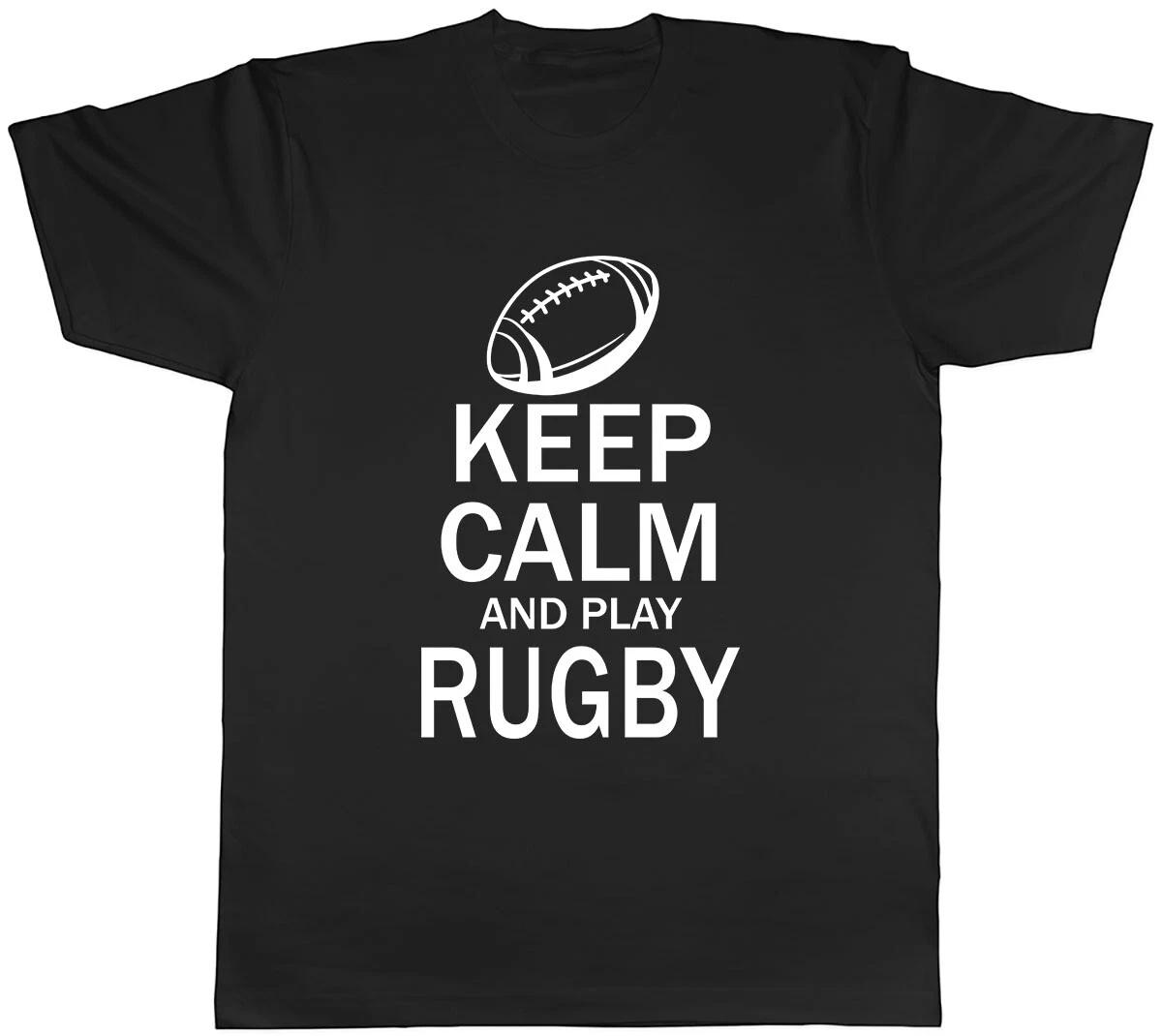 Keep Calm and Play Rugby Mens Unisex T-Shirt Tee S